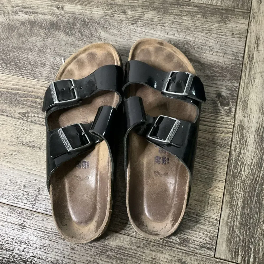 Birkenstock Arizona Shoes Womens 8 Black  Double Strap Sandals